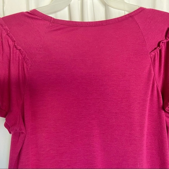 Size-m So Cute Fuchsia Pink Shirt W/o Tags, Pleats& Hole@neckline, Short/sleeve - Picture 2 of 11